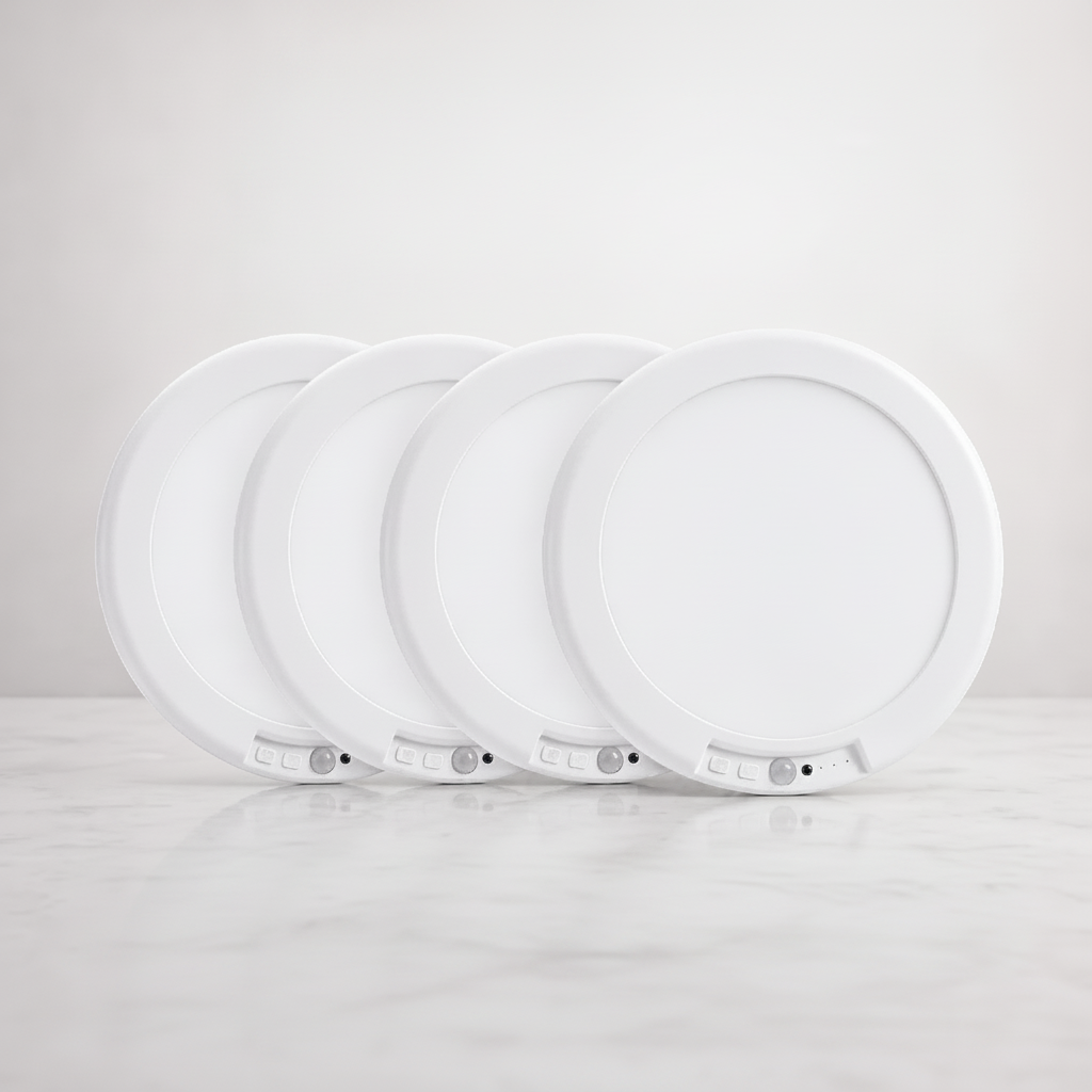 Lampe LED à détecteur de mouvement, quatre lumières rondes capteurs mouvement